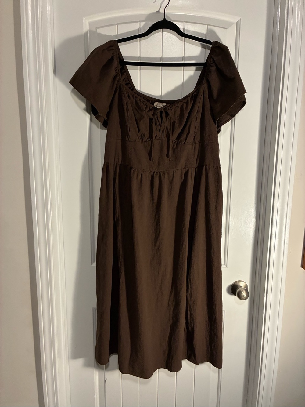 Classic Brown Milkmaid Midi Dress